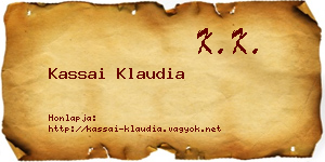 Kassai Klaudia névjegykártya